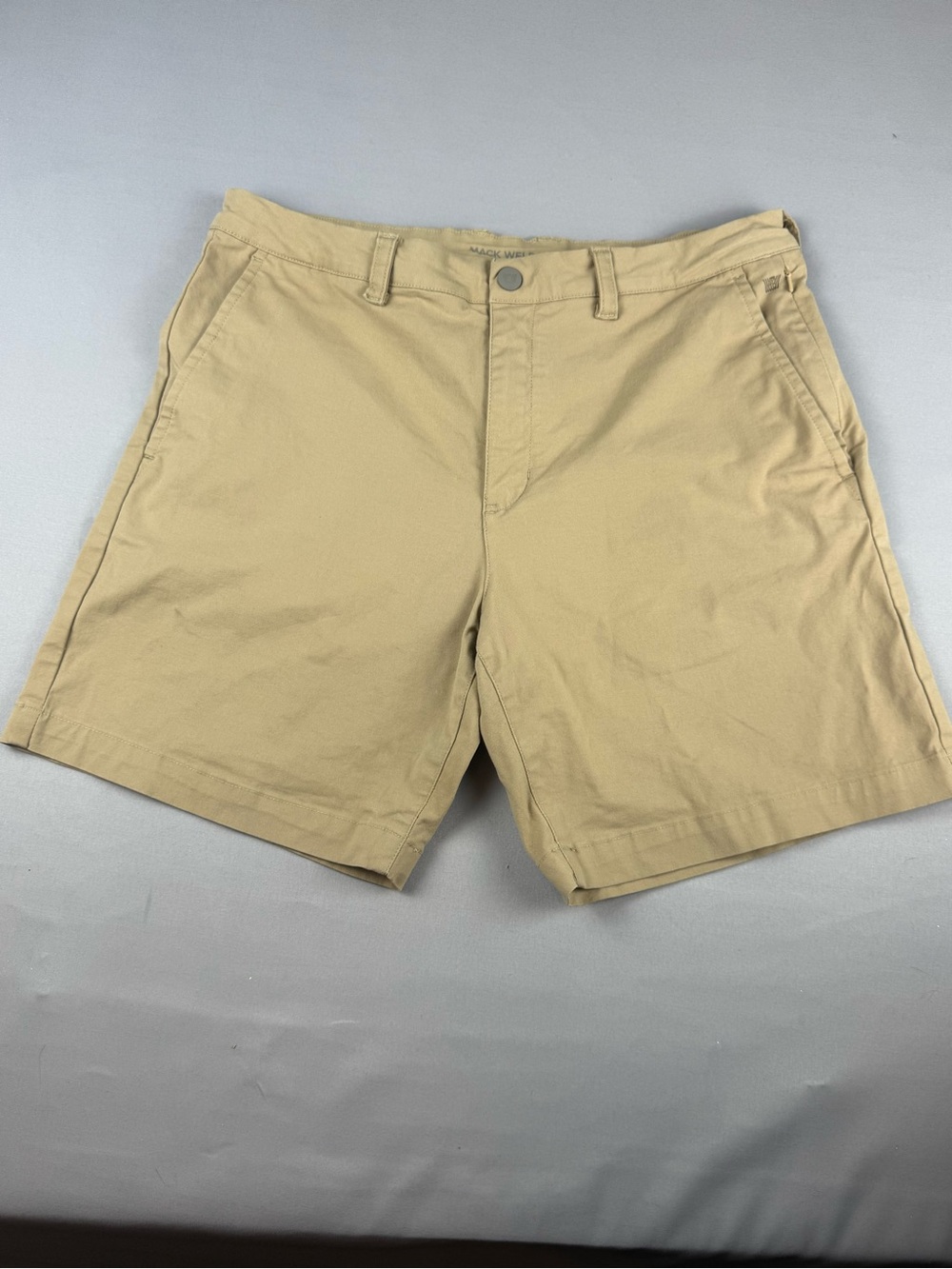Mack Weldon Khaki Stretch Chino Shorts Men’s 32 Premium Golf Casual